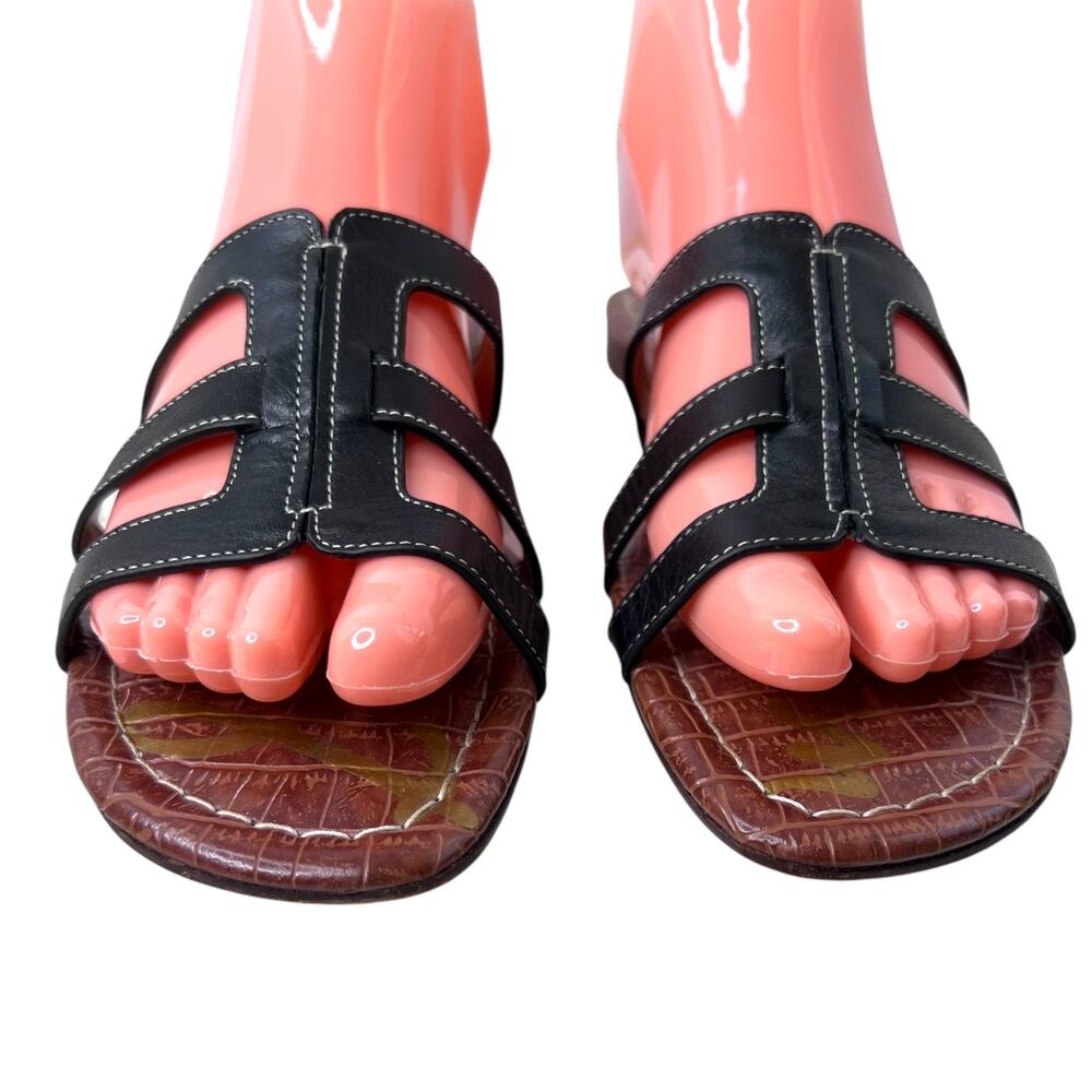 Sam Edelman Berit Cutout Slide Sandal in Black Leather Strappy Casual Summer 9.5 - Picture 6 of 13